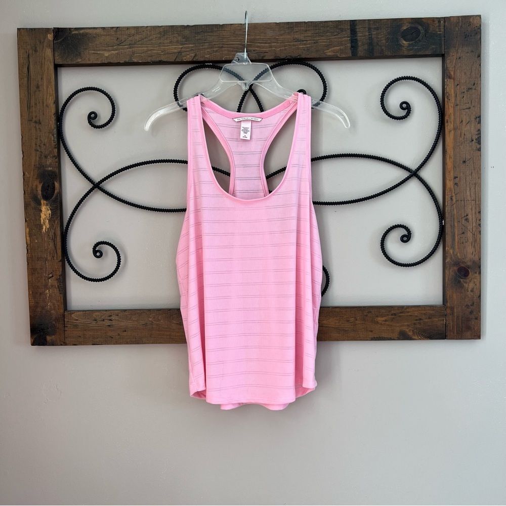 Victoria’s Secret Petal Pink Silver Stipe Racerback Athleisure Yoga Tank Size M - Picture 3 of 13